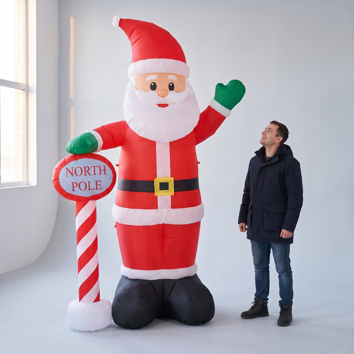 8 ft Santa with North Pole Sign