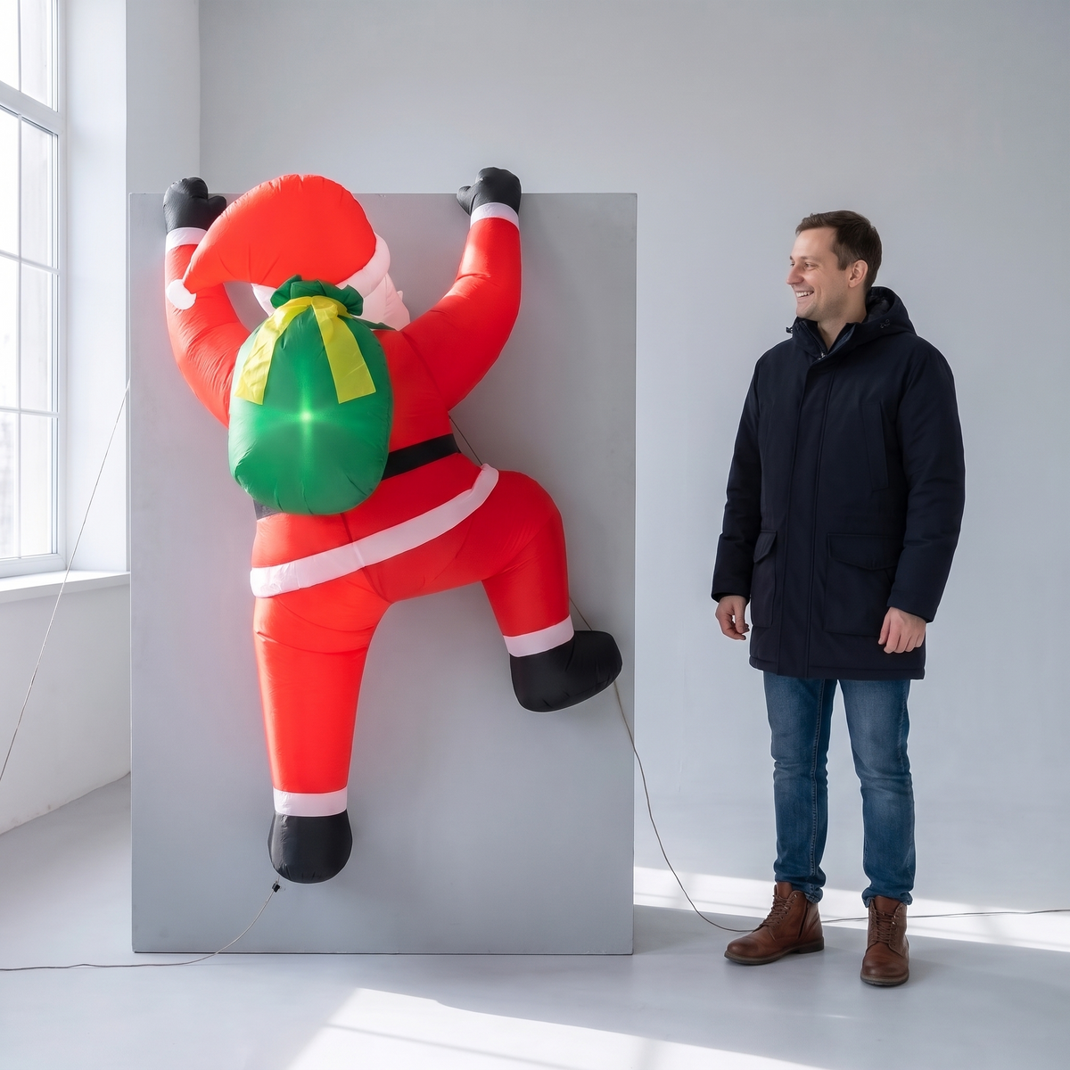 5.9 ft Climbing Santa with Gift Bag