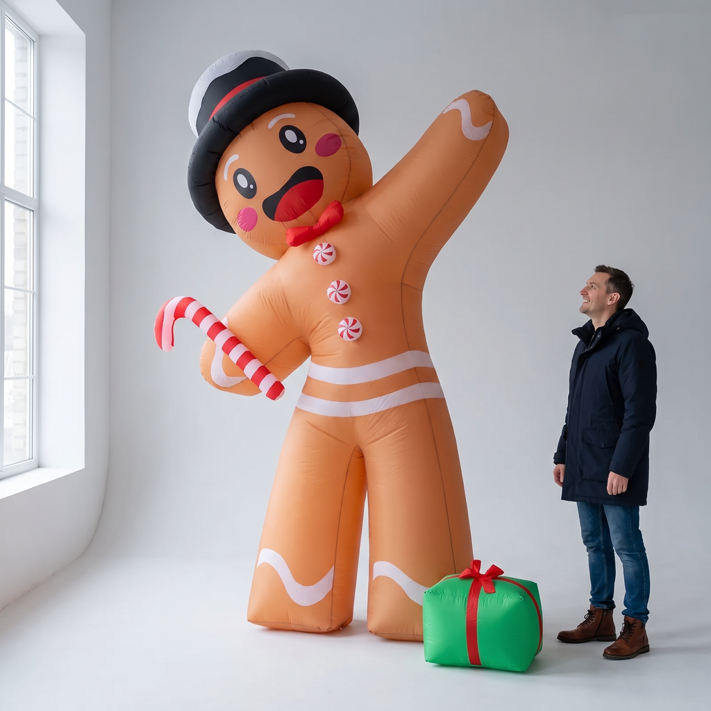 10.6 ft Gingerbread Man with Gift Box