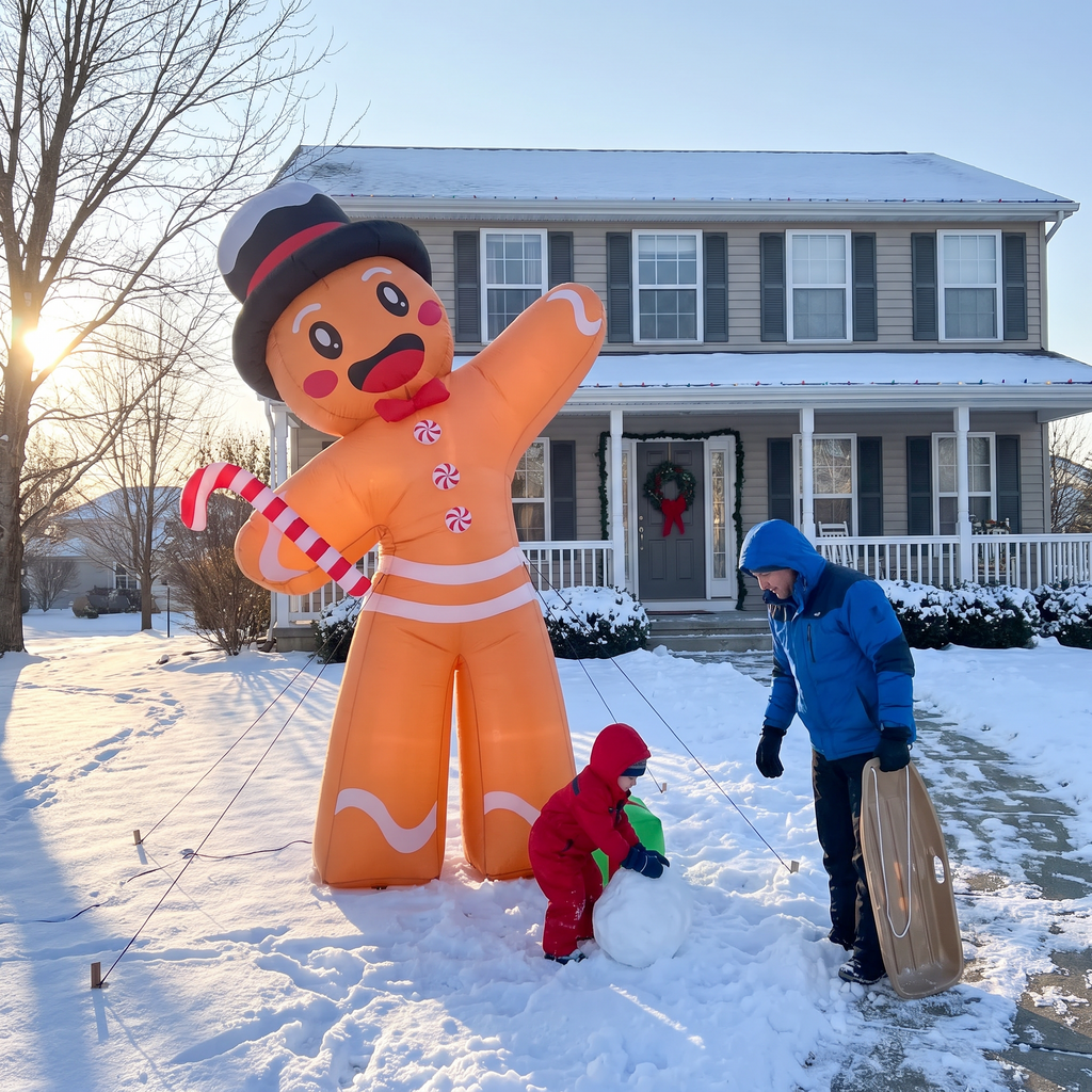 10.6 ft Gingerbread Man with Gift Box