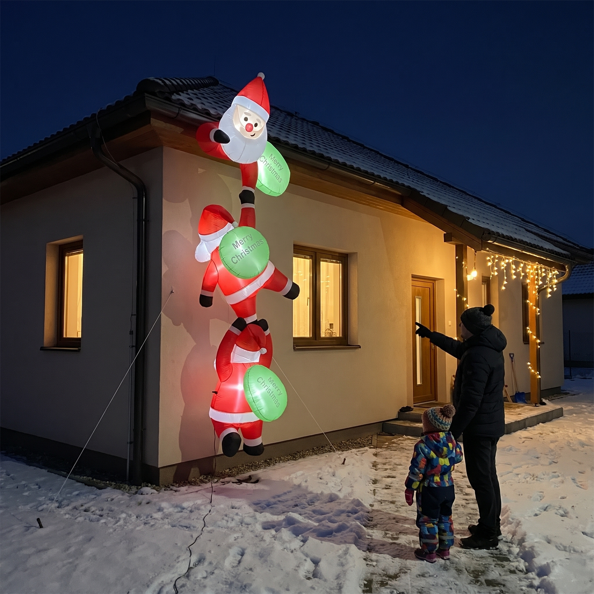 9.2 ft Hanging Trio of Climbing Santas