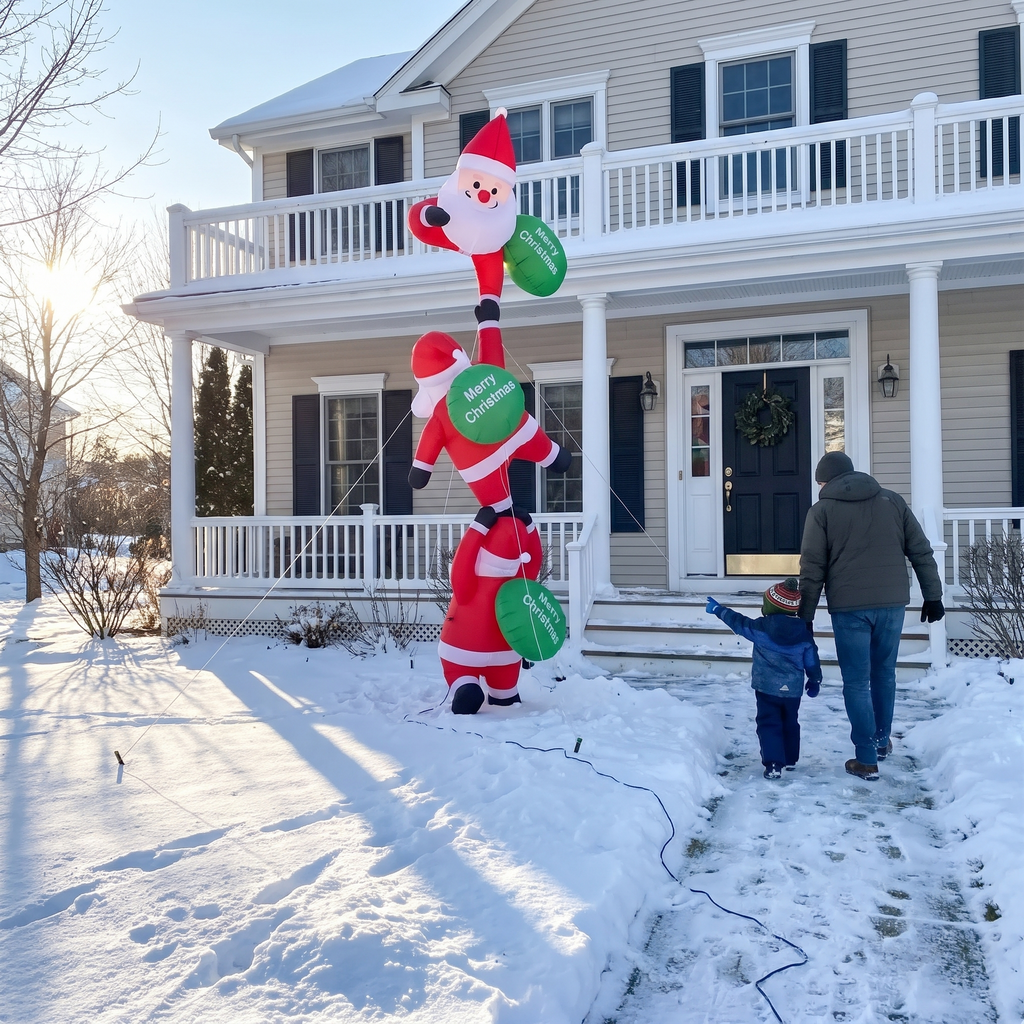9.2 ft Hanging Trio of Climbing Santas