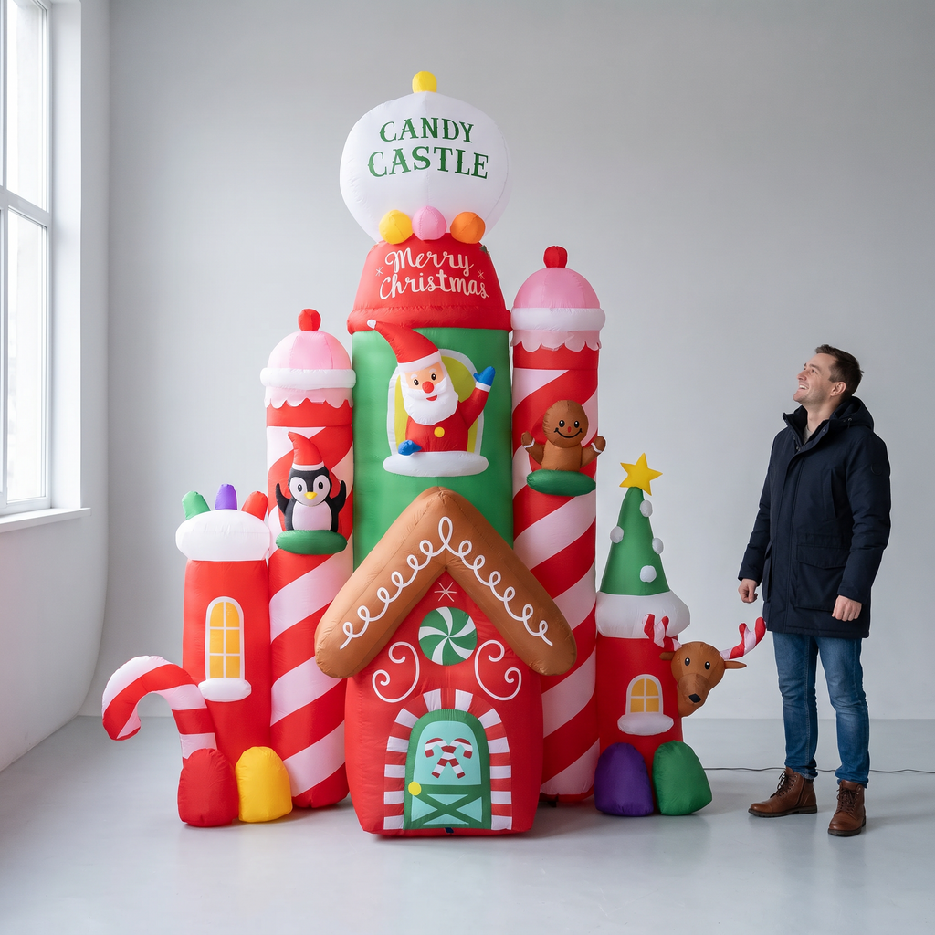9.8 ft Christmas Candy Castle with Santa & Friends