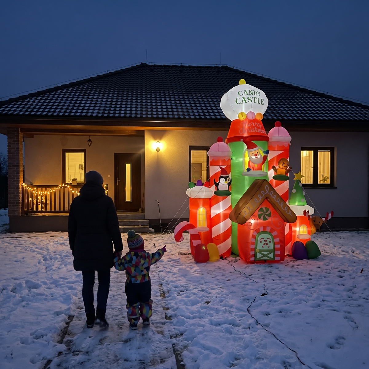 9.8 ft Christmas Candy Castle with Santa & Friends