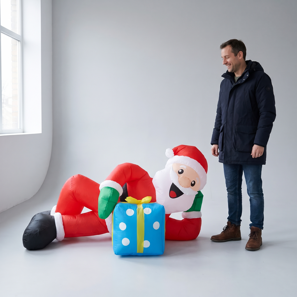 7 ft Reclining Santa with Gift Box