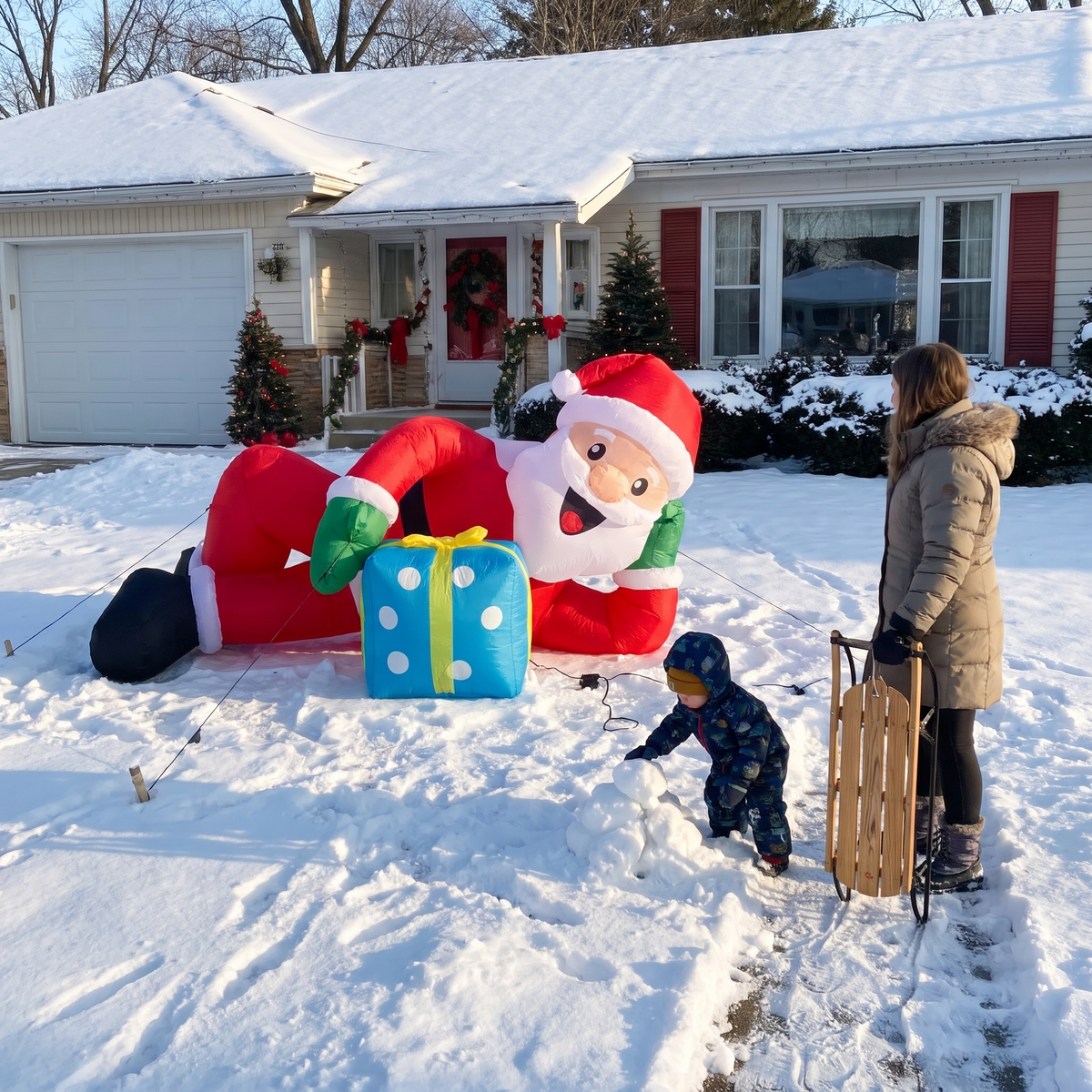 7 ft Reclining Santa with Gift Box