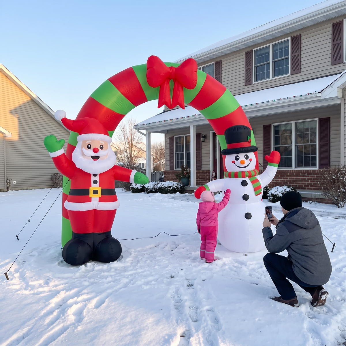 10 ft Santa & Snowman Christmas Archway