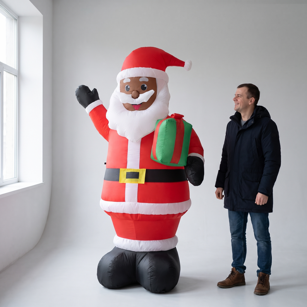 7 ft Santa Holding a Gift
