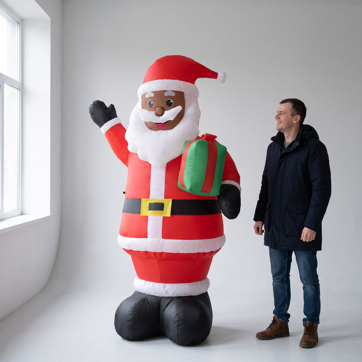 7 ft Santa Holding a Gift