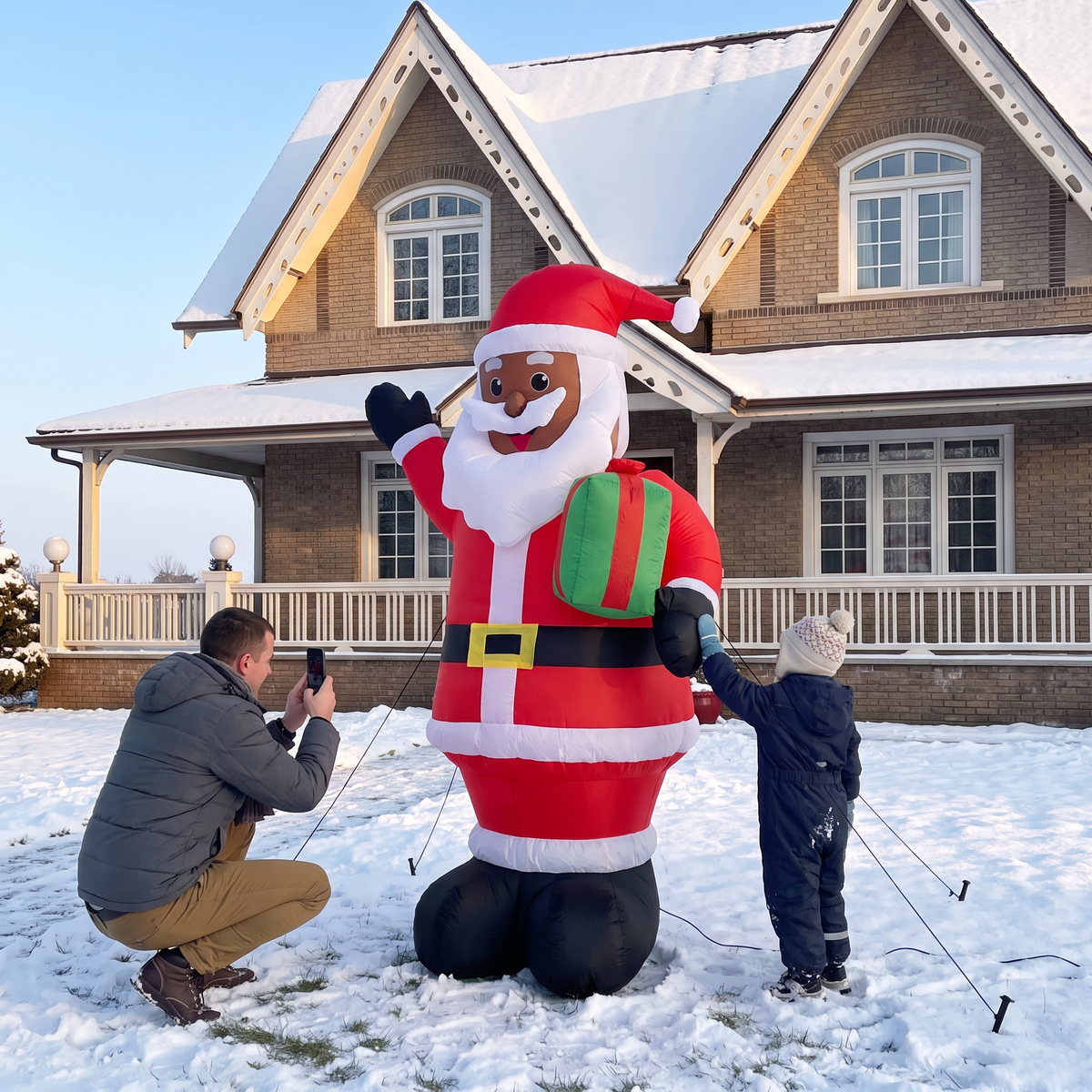 7 ft Santa Holding a Gift