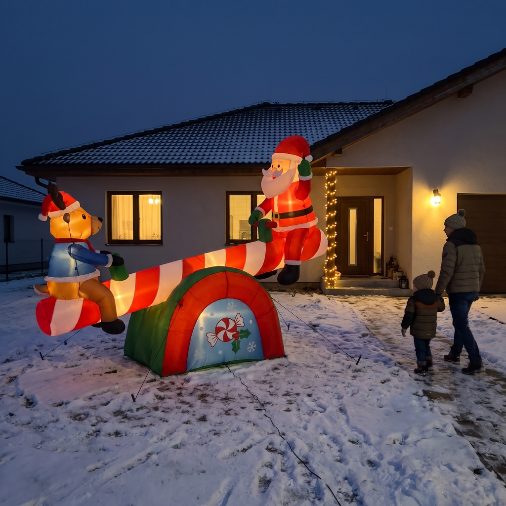 4.7 ft Animated Santa & Reindeer Seesaw